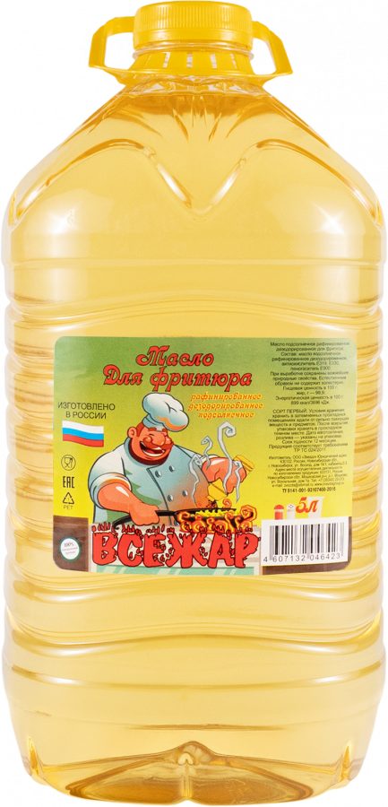 Подсолнечное масло "ВСЕЖАР" рафинированное для фритюра